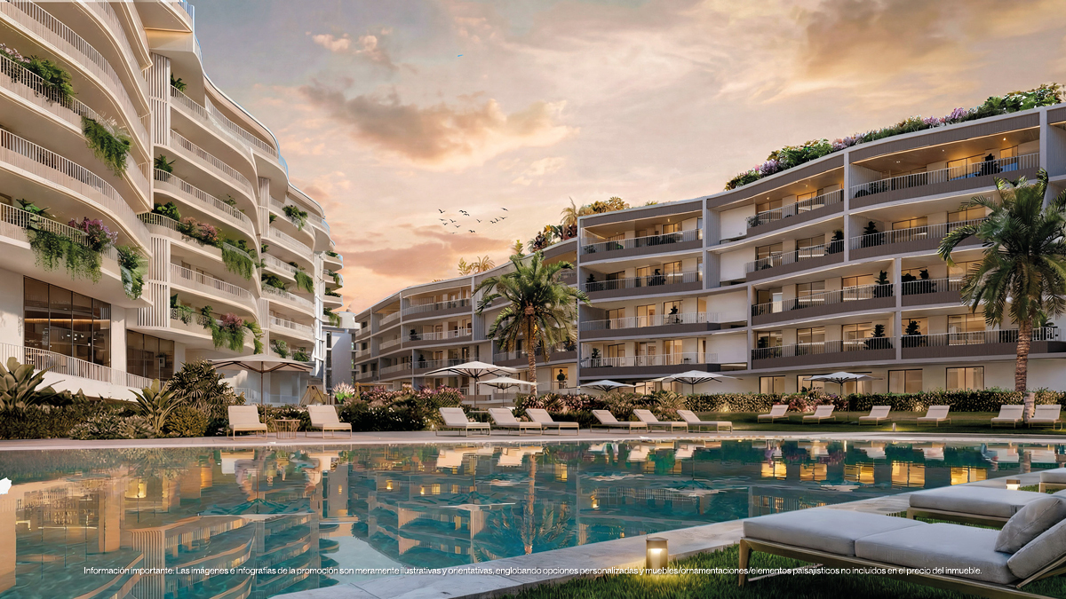 MAGNA Torremolinos — zwembad en residenties bij zonsondergang